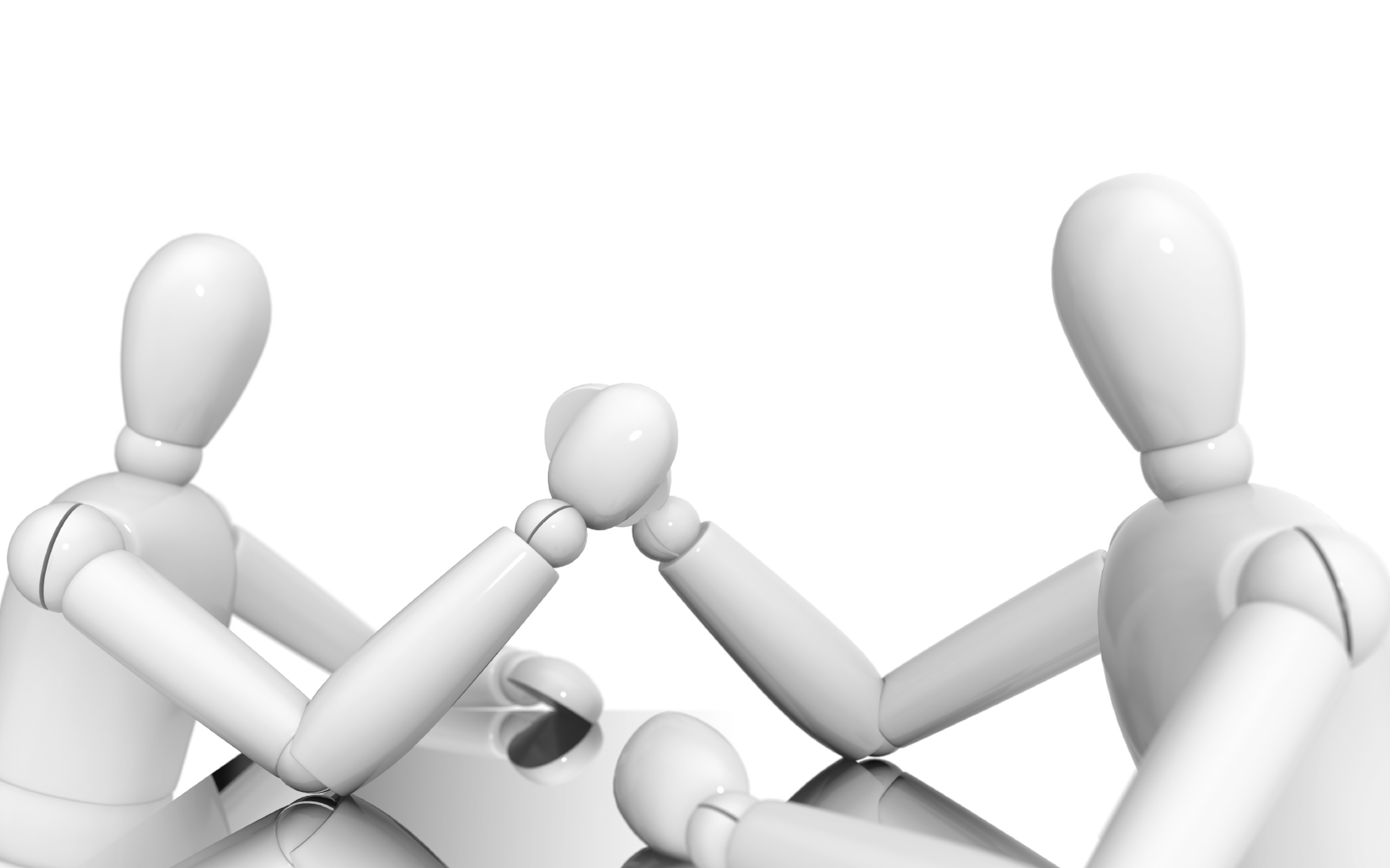 To figurer, der lægger arm